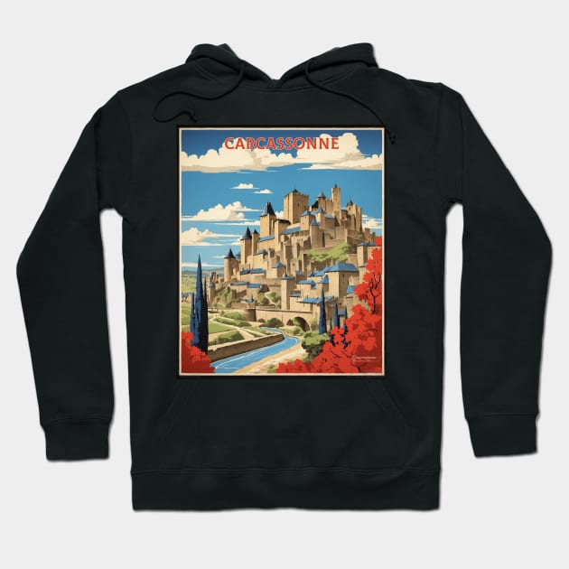 Carcassone France Vintage Poster Tourism Hoodie by TravelersGems